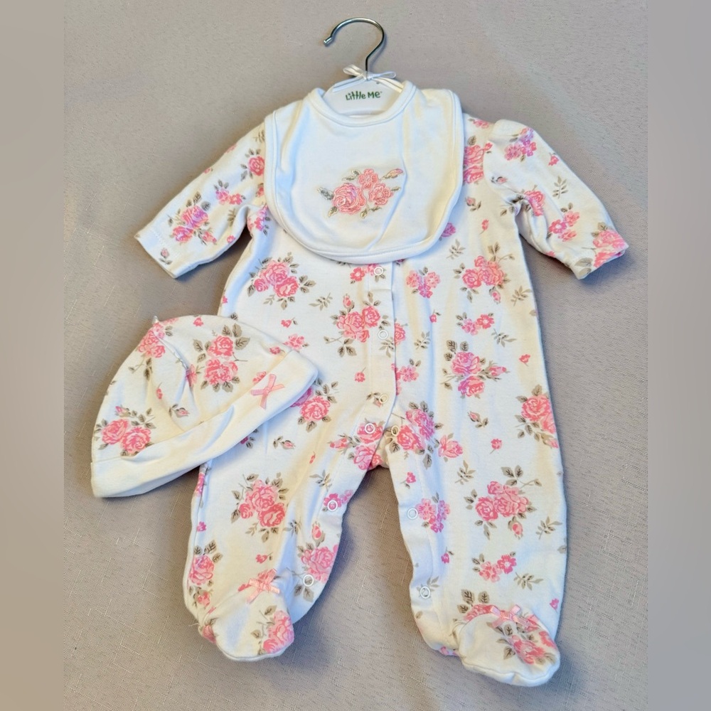 Little Me Footie Set with Cap and Bib